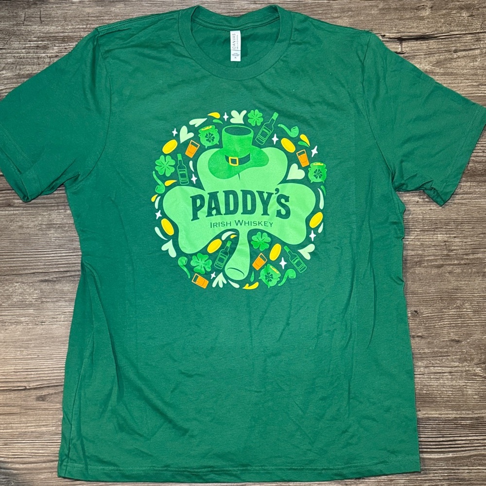 Paddy’s Irish whiskey Green T shirt.
